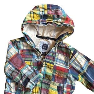 Baby Gap Madras Plaid Zip Jacket Coat Cotton Patchwork Pockets Toddler/18-24mo